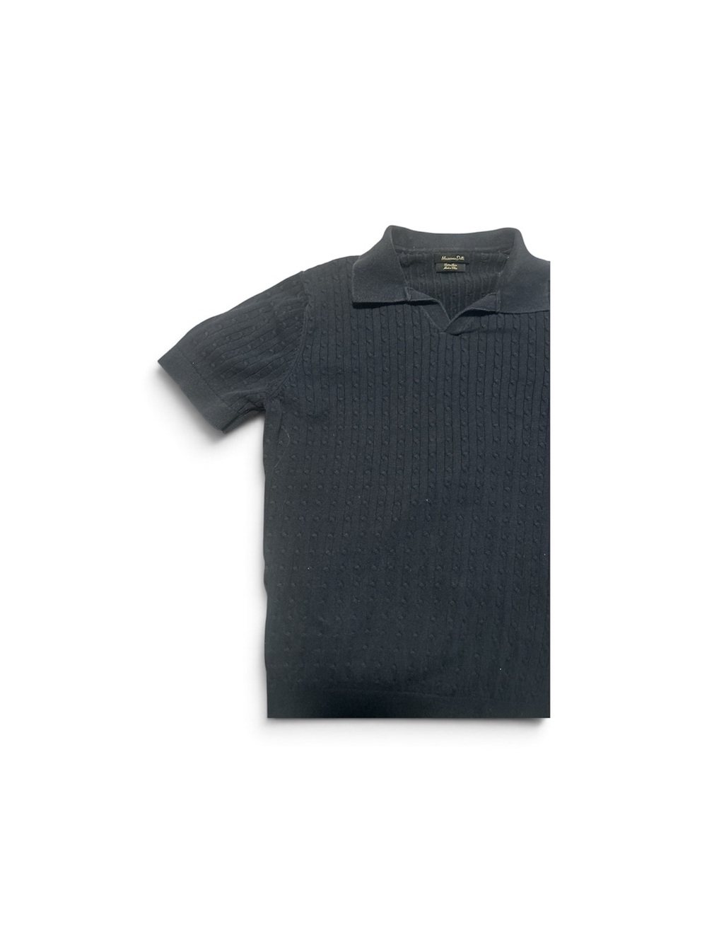 Massimo Dutti Black Textured Knit Polo